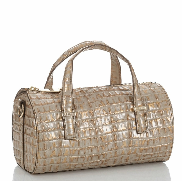 SOLD OUT BRAHMIN GOLD CLAIRE Petite Barrel Crossbody - Picture 2 of 5